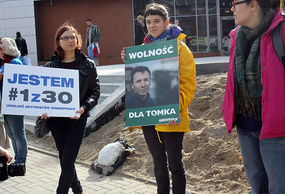 Protest antyrosyjski w Olsztynie. Autor: Artur Szczepański Źródło: olsztyn.naszemiasto.pl