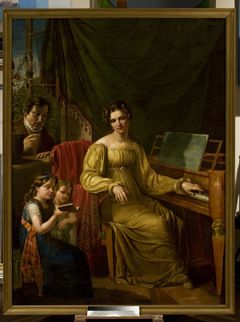 Autoportret z rodziną, autorstwa Jana Blanka. Obraz namalowany w 1825 r. Źródło: www.cyfrowe.mnw.art.pl