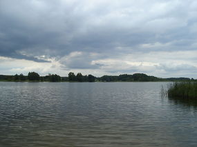 Widok na jezioro z Monasteru Zbawiciela i Trójcy Świętej w Wojnowie. Fot. Duży Bartek. Źródło: Commons Wikimedia