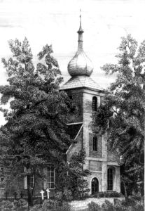 Kościół w Kandytach. Pocztówka z 1922 roku.